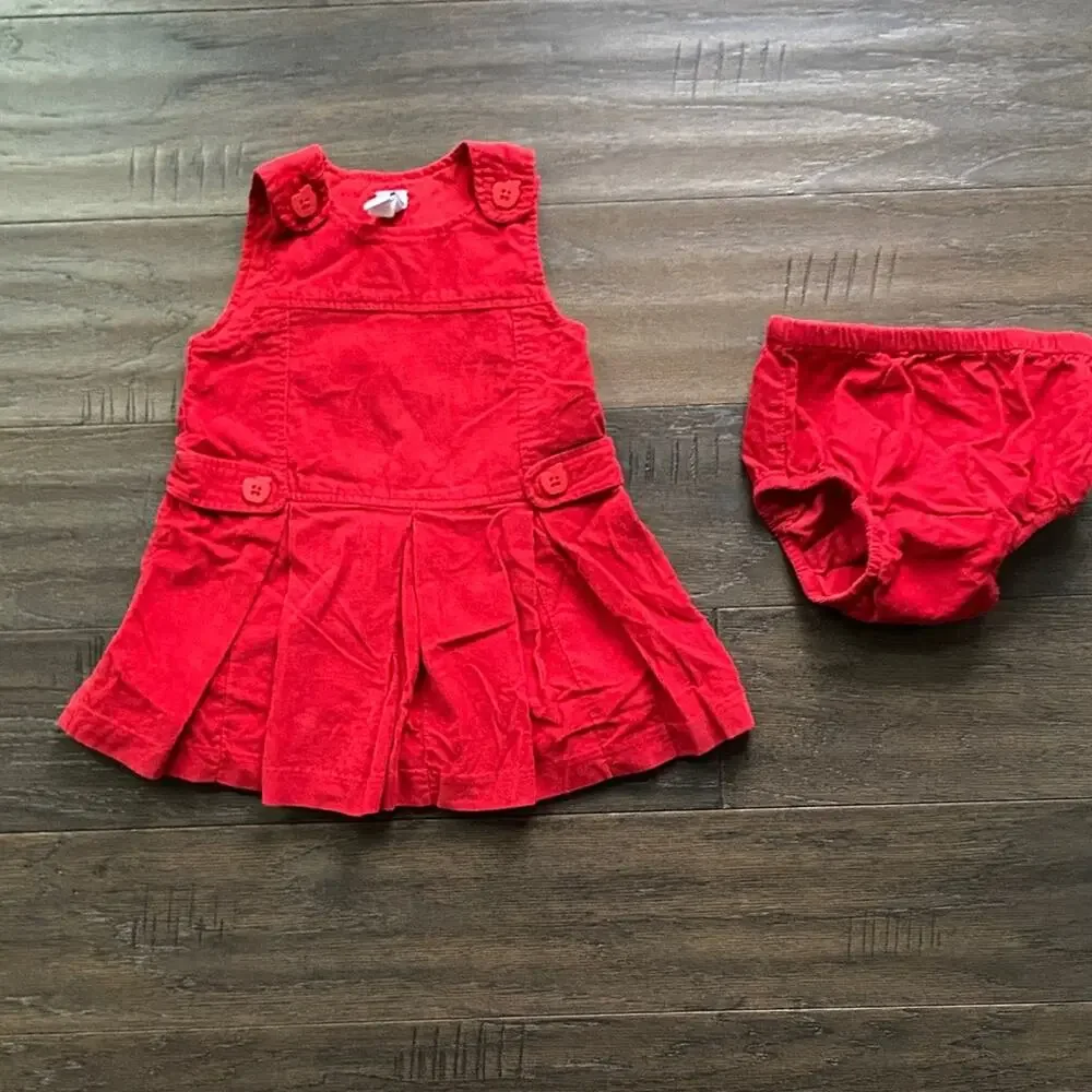 BABY GAP Corduroy Dress And Bloomer Girls Sz 6-12 months Red